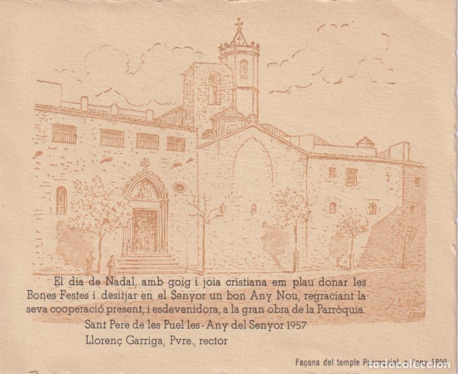 Postales: BONES FESTES D'EN LLOREN&Ccedil; GARRIGA, RECTOR ESGLESIA DECSANT PERE DE LES PUEL&middot;LES - 1957