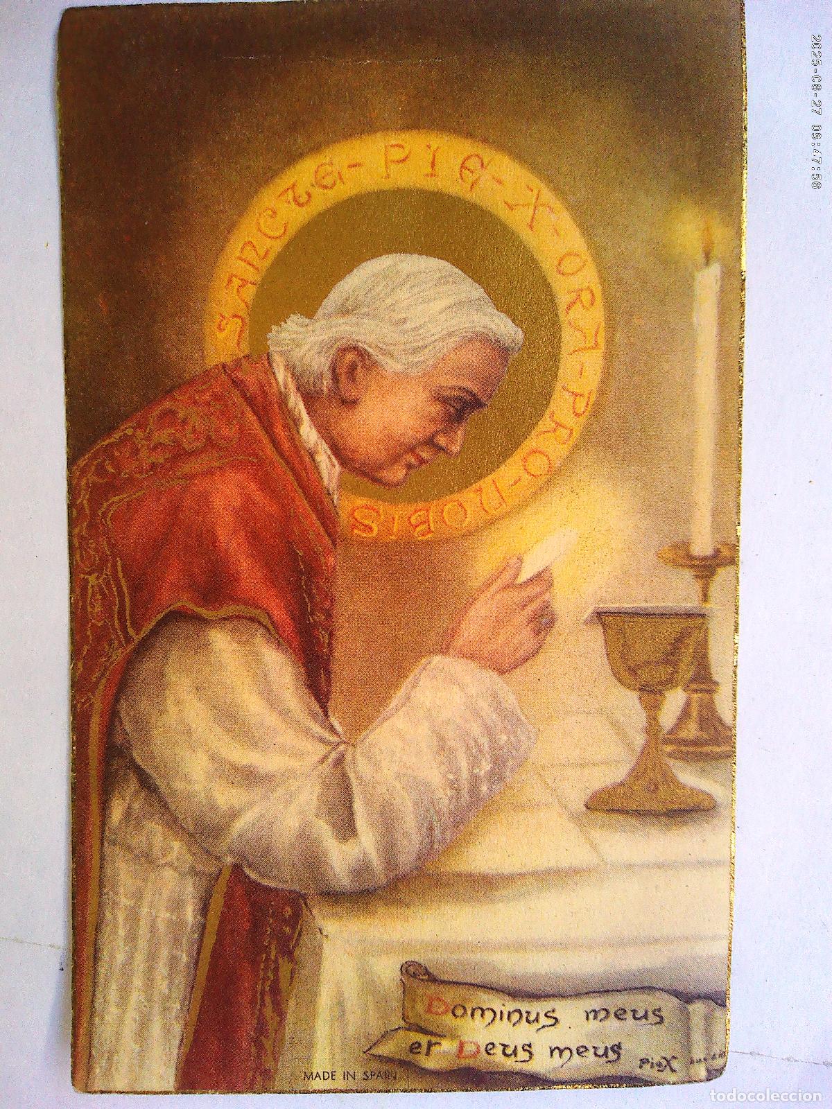 Postales: MUY ANTIGUA ESTAMPA DEL PAPA PIO X . CON DORADOS