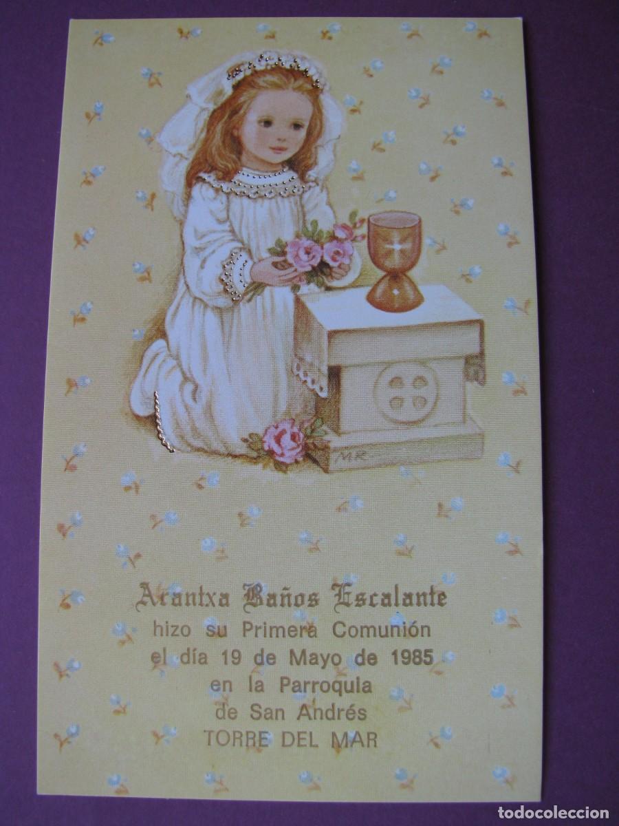 Postales: RECORDATORIO DE LA PRIMERA COMUNI&Oacute;N. IL. MARTA RIBAS, M. R. TORRE DEL MAR 1985. 11,5X7 CM