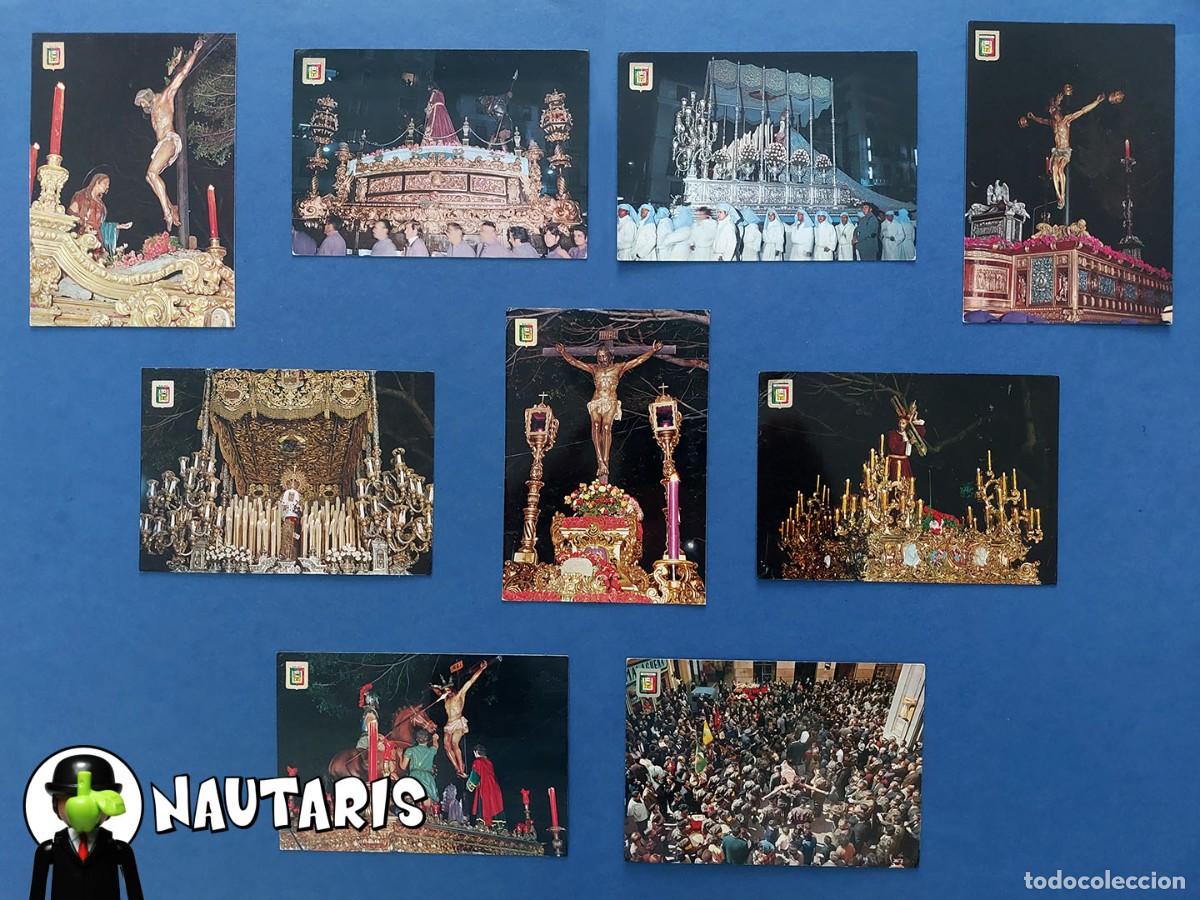 Postales: Lote 9 postales Semana Santa M&aacute;laga Escudo de Oro