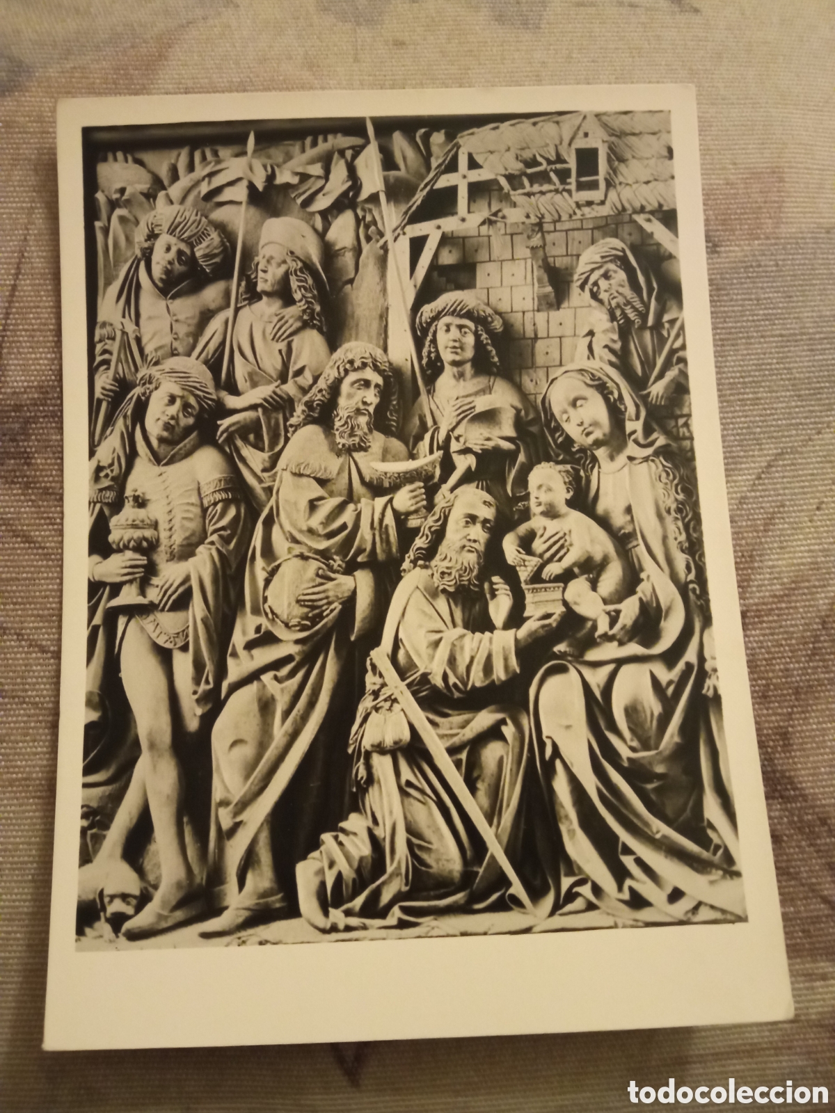 Postais: Antigua foto postal religiosa, La Adoraci&oacute;n de los Reyes