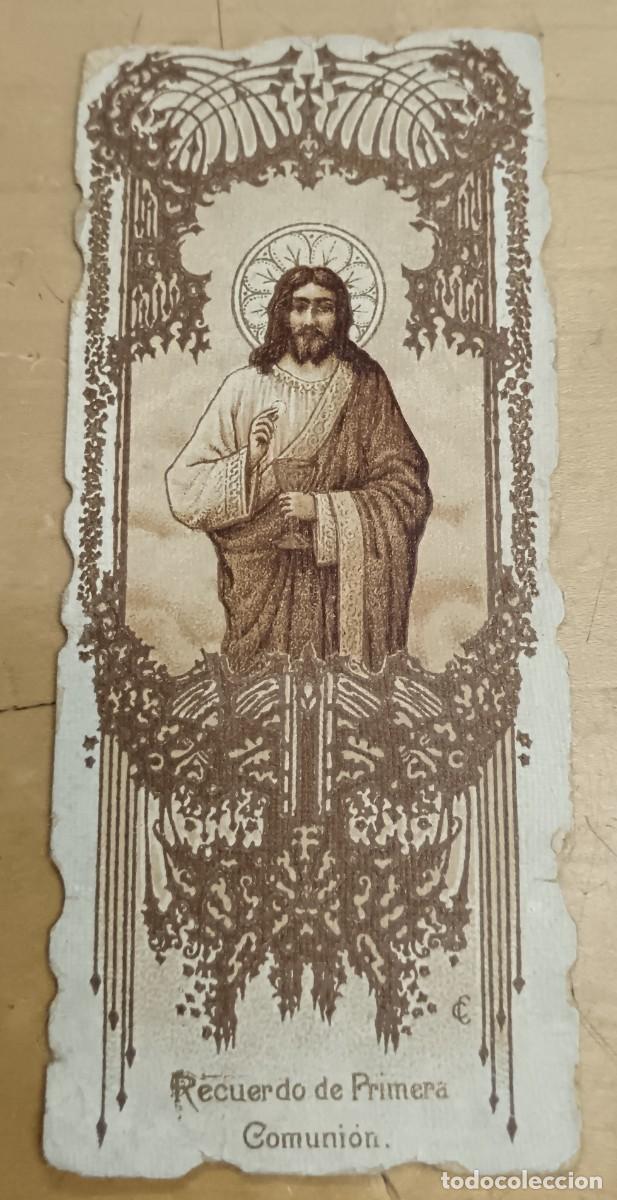 Postales: ESTAMPA TROQUELADA RECUERDO PRIMERA COMUNI&Oacute;N BARCELONA A&Ntilde;O 1926 11,5X5 CM.