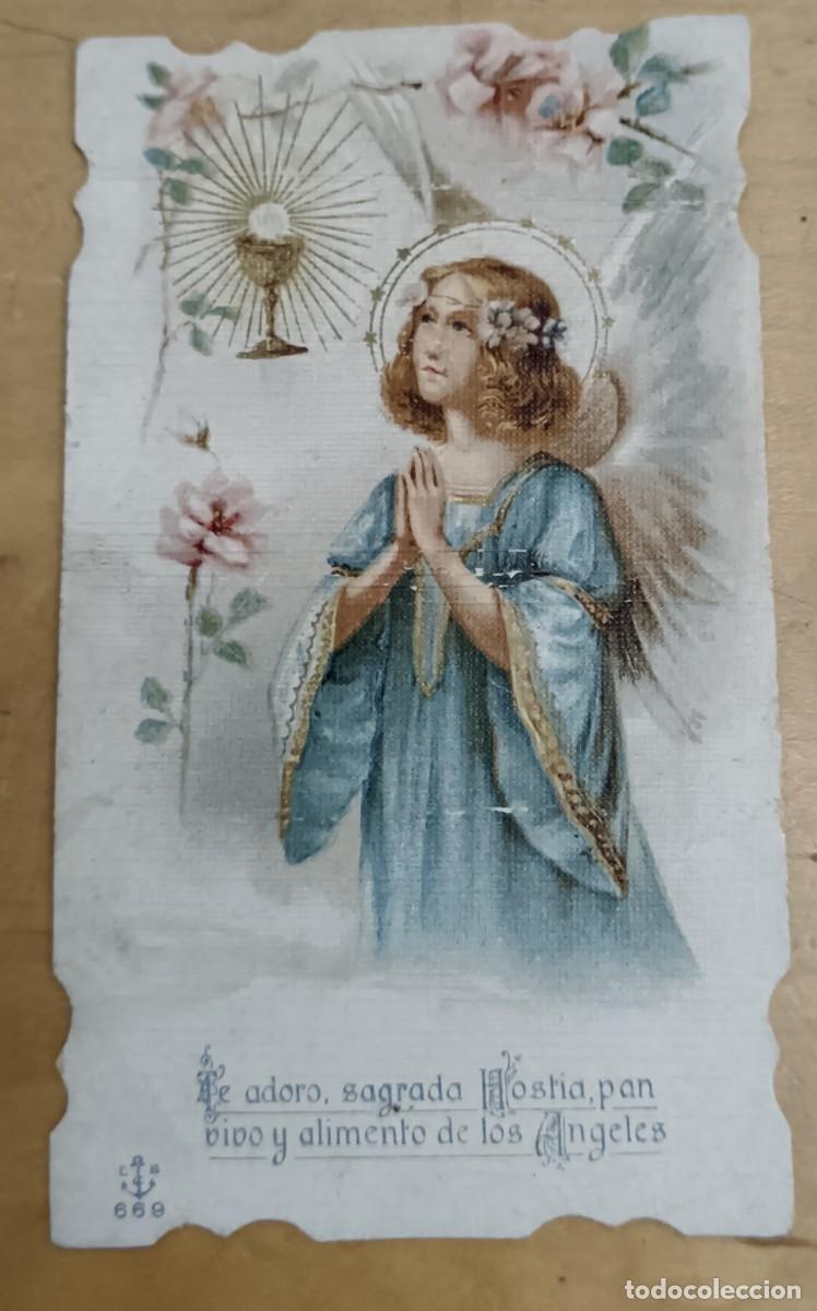 Postales: ESTAMPA RELIGIOSA TROQUELDA TE ADORO SAGRADA HOSTIA 8,5X5 CM.