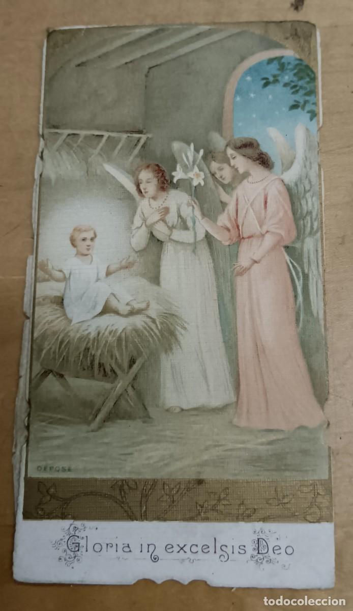 Postales: ESTAMPA RELIGIOSA FELICITACI&Oacute;N NAVIDAD HERMANAS Y POBRECITAS NI&Ntilde;AS ASILADAS DE SAN RAFAEL 11X5,5 CM.