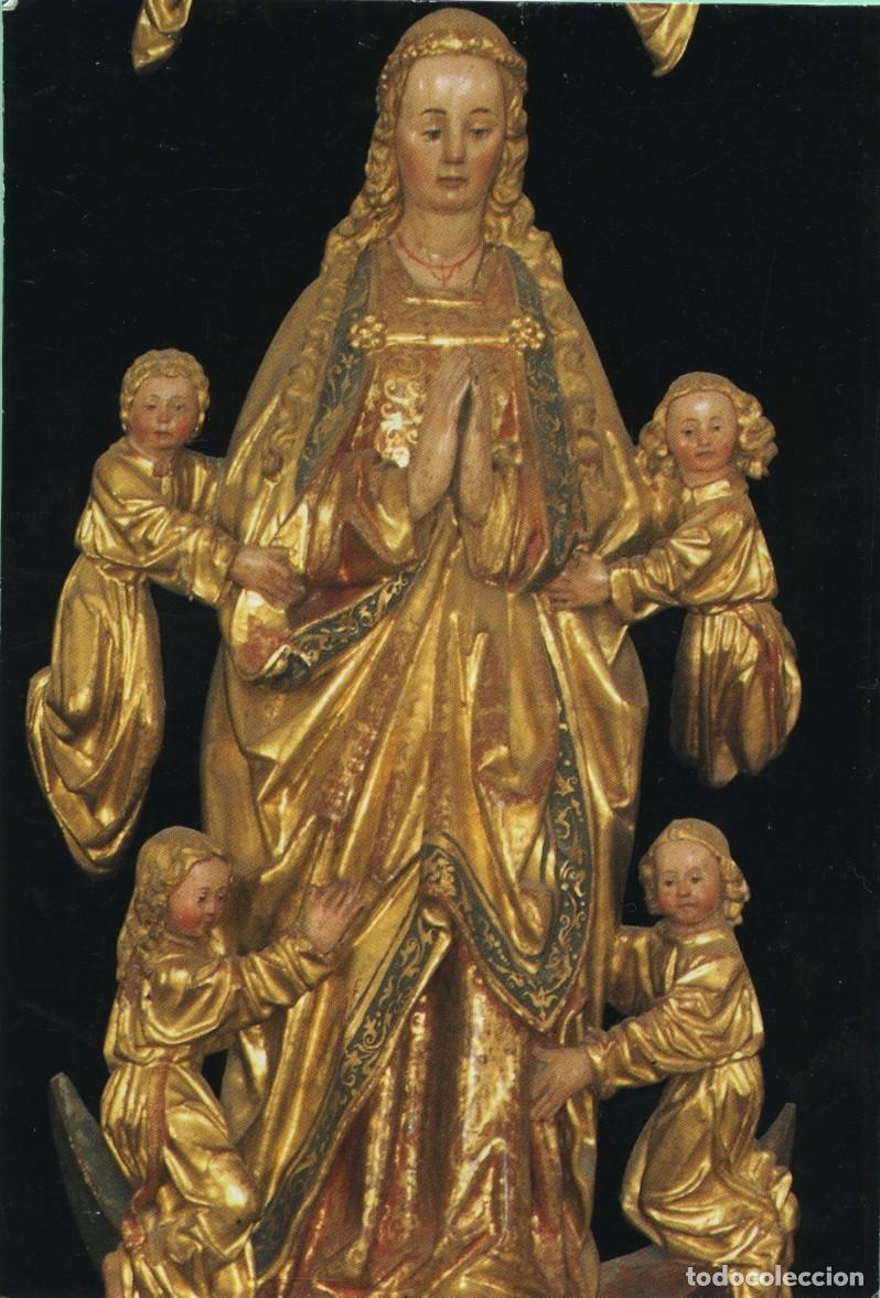 Postales: Tarjet&oacute;n. Asunci&oacute;n-Coronaci&oacute;n. Logro&ntilde;o. Museo de La Rioja. Madera policromada. G&oacute;tico hispano-flamen
