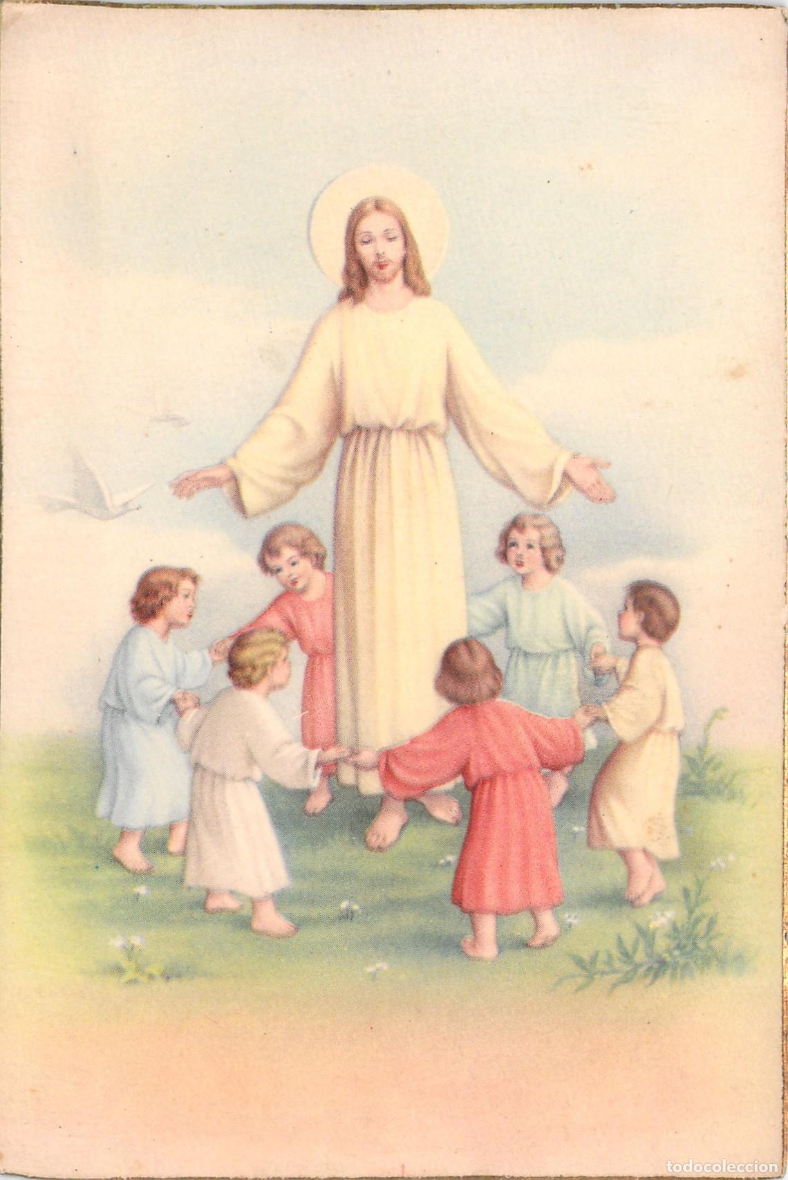 Postales: Postal de Jes&uacute;s y los Ni&ntilde;os en el Campo Impresa en Espa&ntilde;a