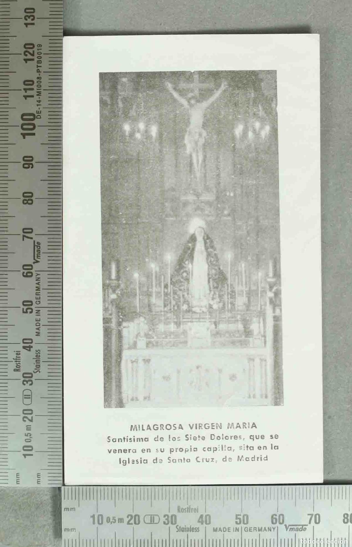 Postales: ESTAMPA. Milagrosa Virgen Mar&iacute;a - Sant&iacute;sima de los Siete Dolores - Iglesia de Santa Cruz de Madrid