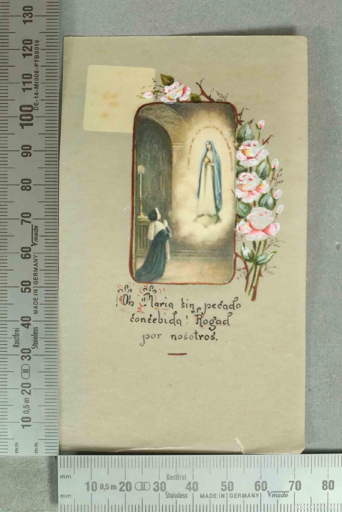 Postales: ESTAMPA. Virgen de la Medalla Milagrosa - FLORES PINTADAS A MANO