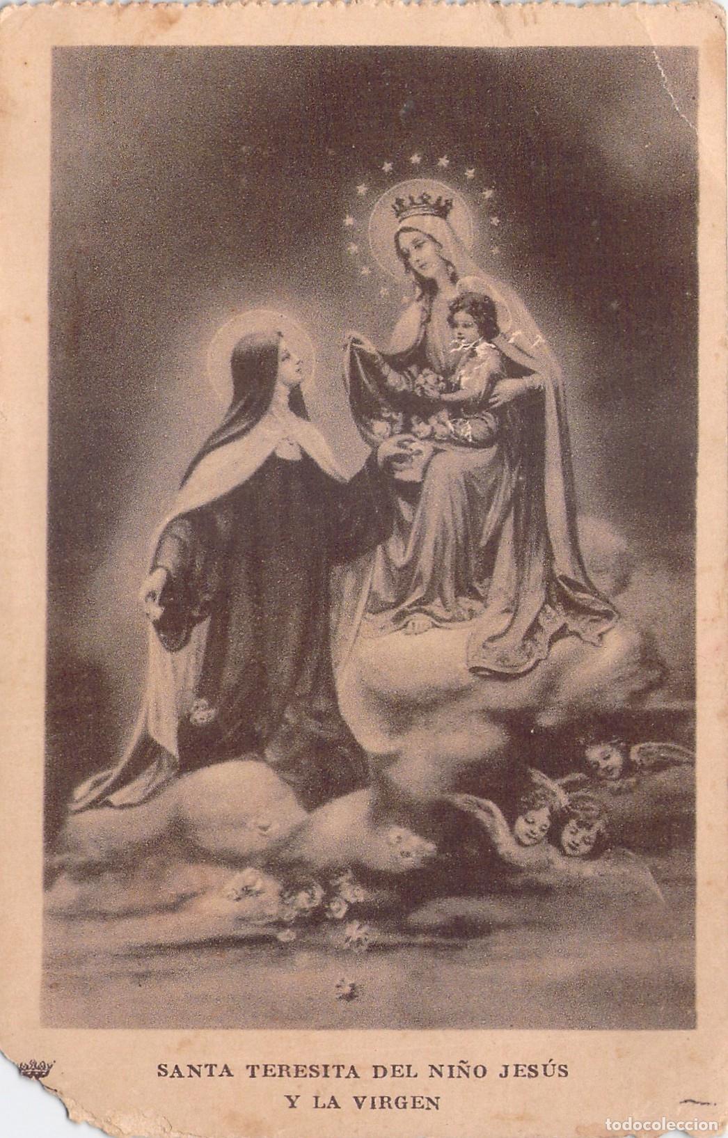 Postales: Postal Religiosa de Santa Teresita del Ni&ntilde;o Jes&uacute;s y la Virgen