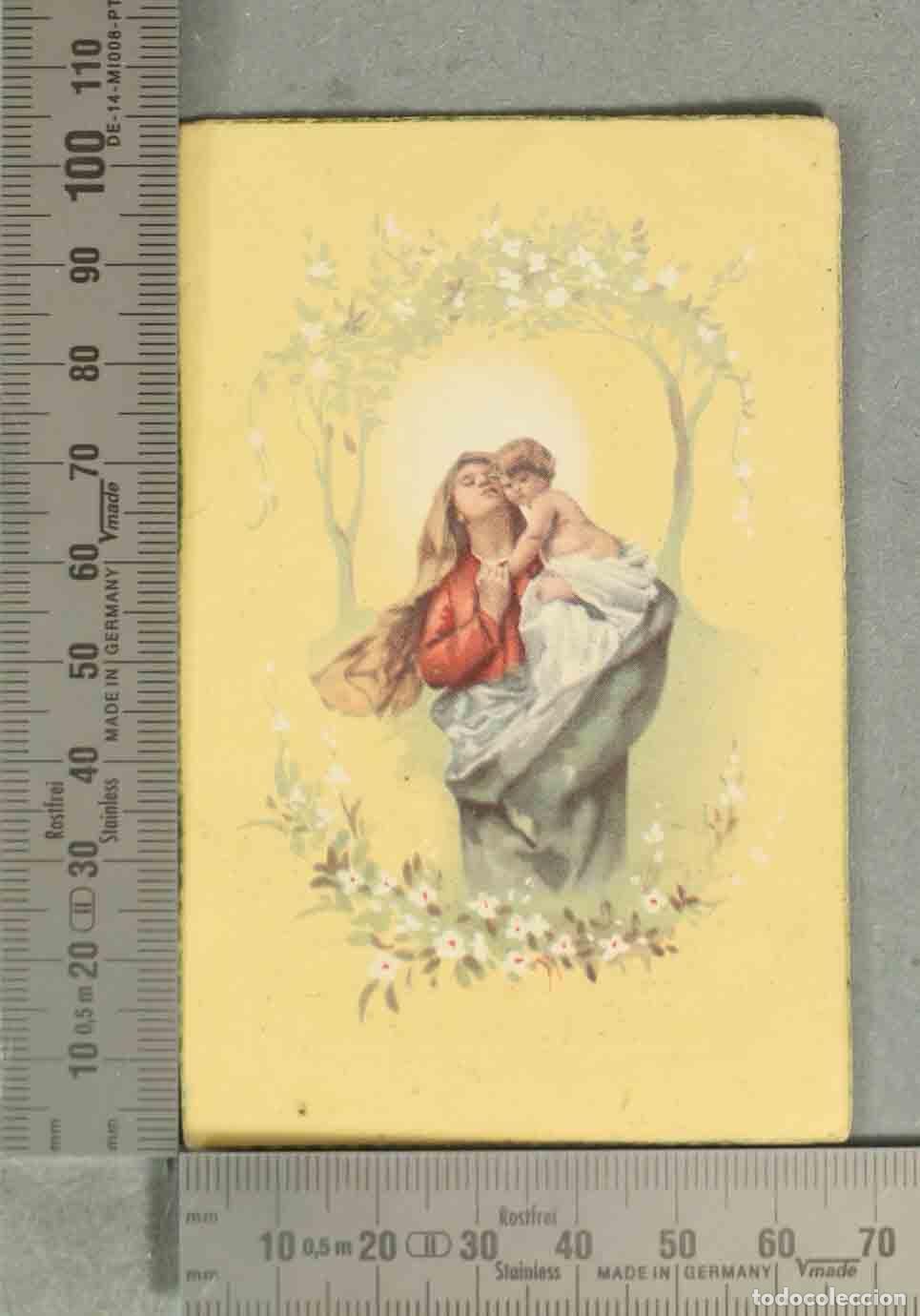Postales: ESTAMPA. Virgen con el Ni&ntilde;o Jes&uacute;s y flores - Escuelas Pias de Valencia 1950