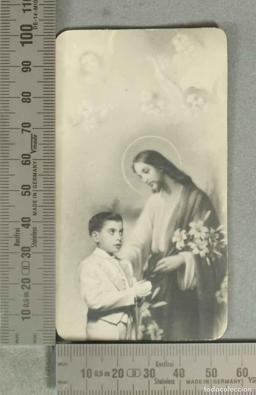 Postales: ESTAMPA. Jes&uacute;s con ni&ntilde;o y flores. COMUNION Hermanos Daristas, de Segovia 1953. MONTAJE
