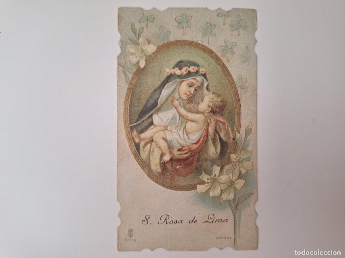 Postales: ANTIGUA ESTAMPA RELIGIOSA VIRGEN SANTA ROSA DE LIMA EST-2 RV TROQUELADA