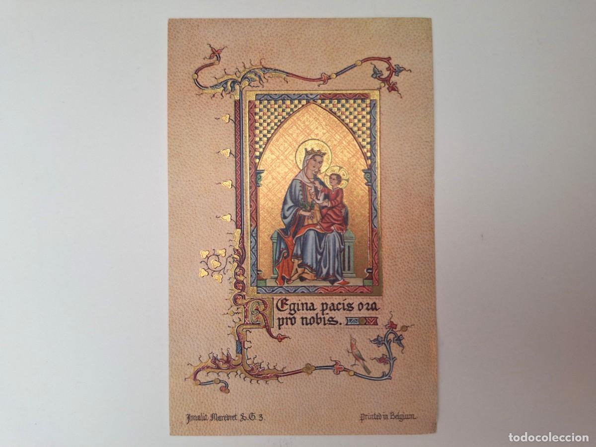 Postales: ANTIGUA ESTAMPA RELIGIOSA VIRGEN REGINA PACIS OZA PRO NOBIS EST-3 RV