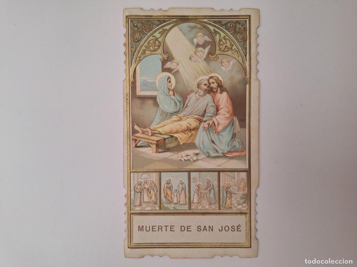 Postales: ANTIGUA ESTAMPA RELIGIOSA MUERTE DE SAN JOSE EST-7 RV TROQUELADO