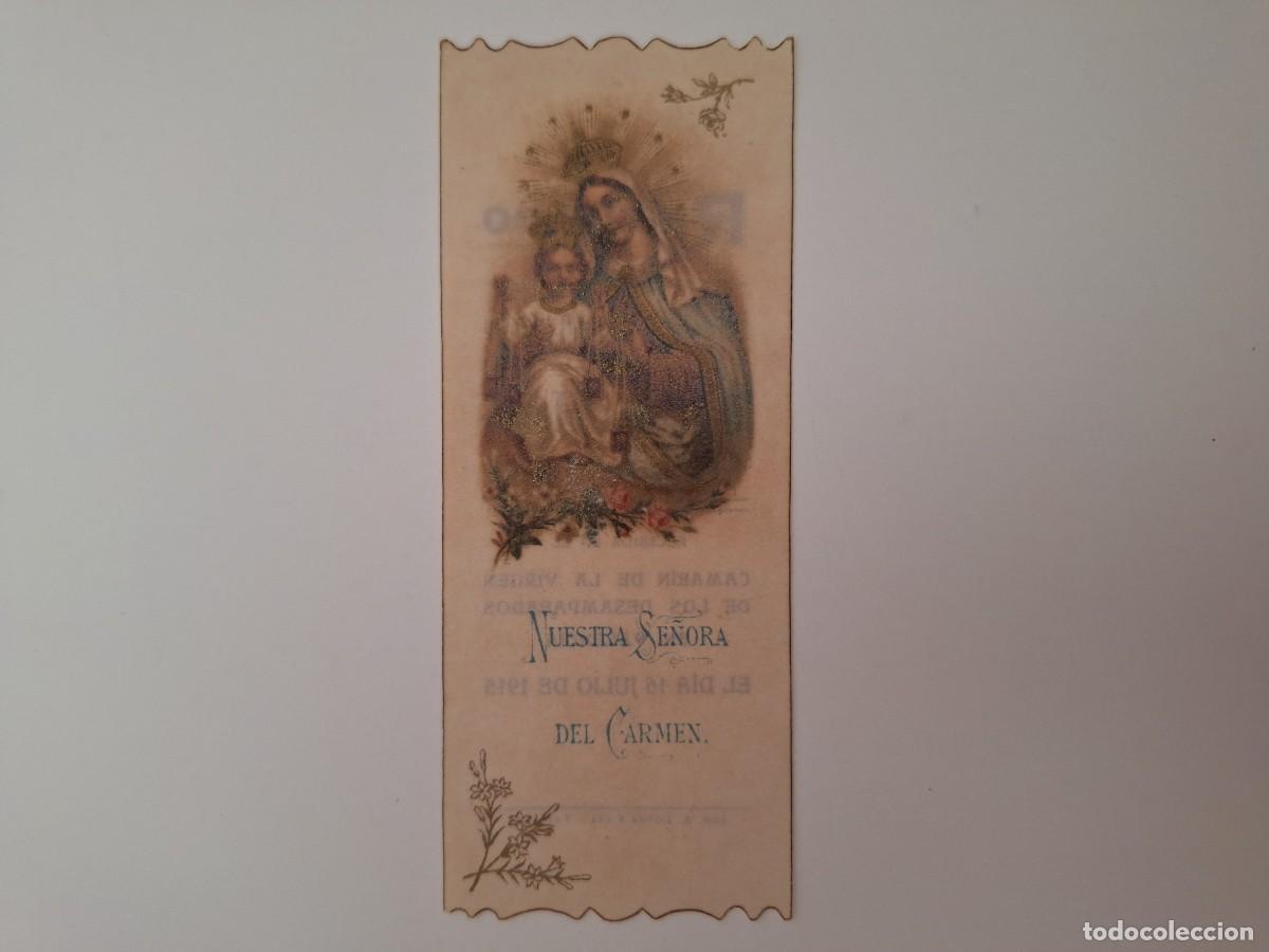 Postais: ANTIGUA ESTAMPA RELIGIOSA VIRGEN NUESTRA SE&Ntilde;ORA DEL CARMEN EST-9 RV TROQUELADA COMUNION 1918