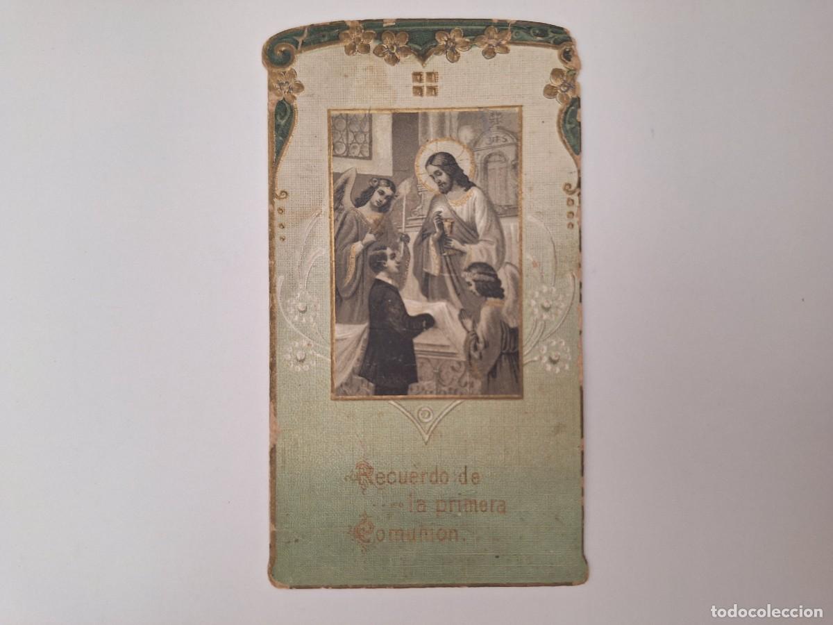 Postales: ANTIGUA ESTAMPA RELIGIOSA RECUERDO COMUNION A&Ntilde;O 1913 EST-15 RV