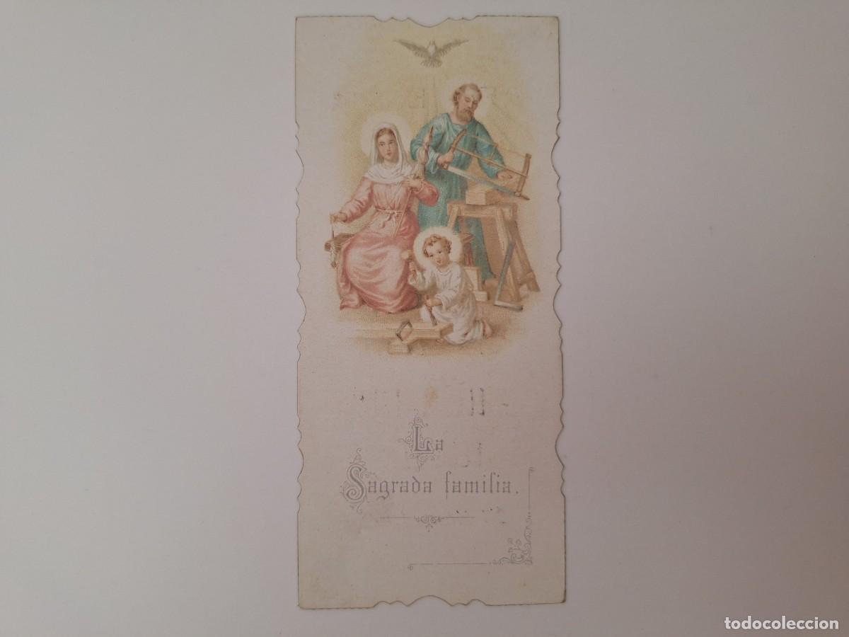 Postales: ANTIGUA ESTAMPA RELIGIOSA SAGRADA FAMILIA EST-18 RV TROQUELADA COMUNION A&Ntilde;O 1902