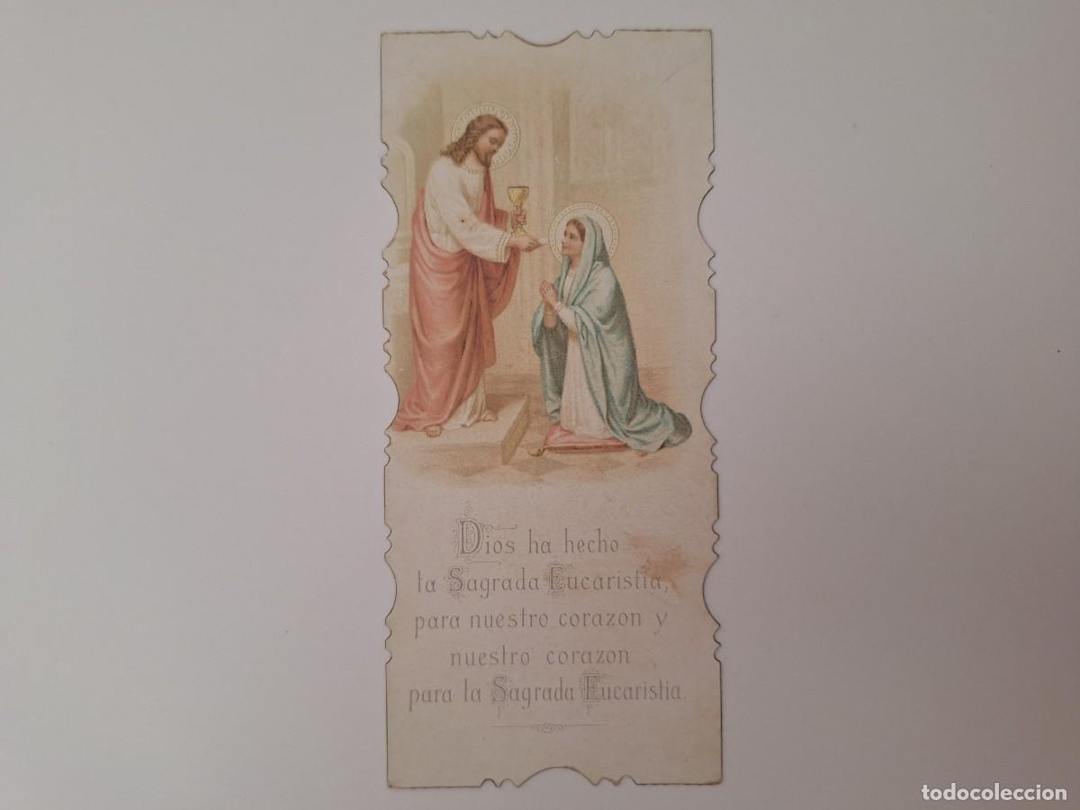 Cartoline: ANTIGUA ESTAMPA RELIGIOSA DIOS SAGRADA EUCARISTIA EST-19 RV TROQUELADA COMUNION A&Ntilde;O 1901