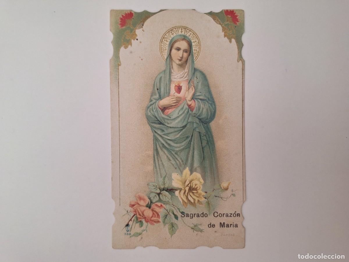 Postales: ANTIGUA ESTAMPA RELIGIOSA SAGRADO CORAZON DE MARIA EST-25 RV TROQUELADA