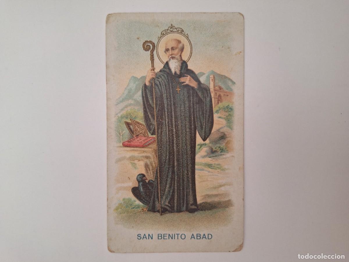 Postales: ANTIGUA ESTAMPA RELIGIOSA SAN BENITO ABAD EST-26 RV