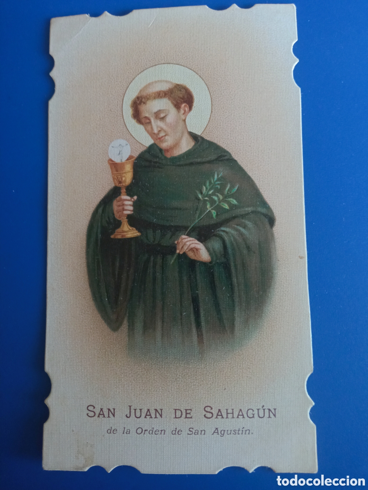 Postales: Antiguo recordatorio con oraci&oacute;n, San Juan de Sahag&uacute;n, de la Orden de San Agust&iacute;n de 1910