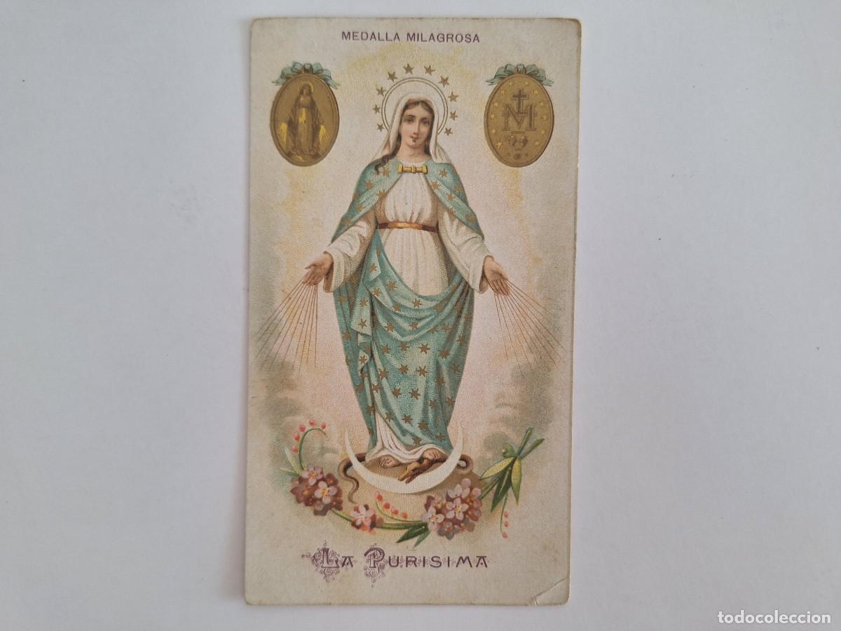 Cartes Postales: ANTIGUA ESTAMPA RELIGIOSA VIRGEN LA PURISIMA MEDALLA MILAGROSA EST-41 RV