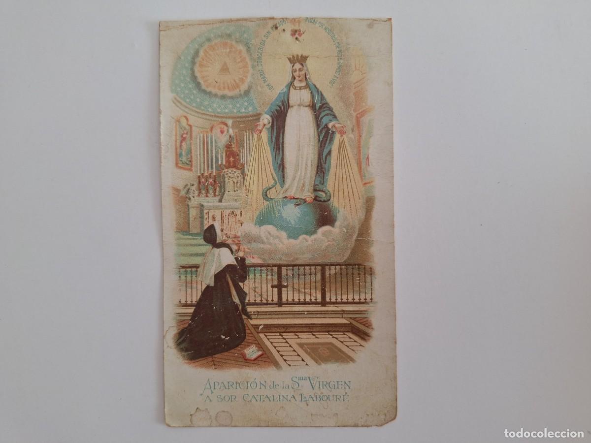Cartes Postales: ANTIGUA ESTAMPA RELIGIOSA APARICION DE LA SANTIMA VIRGEN A SOR CATALINA LABOURE EST-74 RV