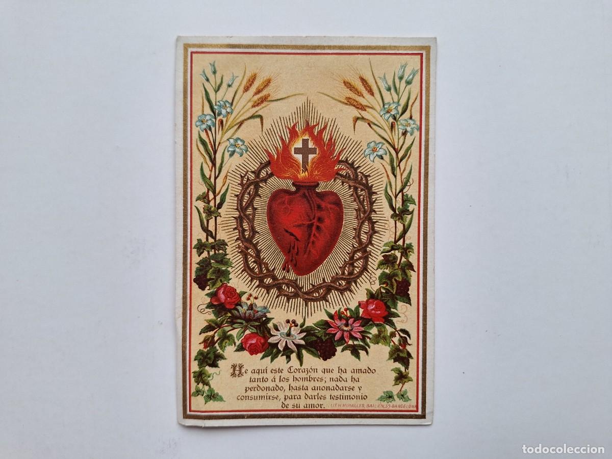 Postales: ANTIGUA ESTAMPA RELIGIOSA SAGRADO CORAZON EST-81 RV