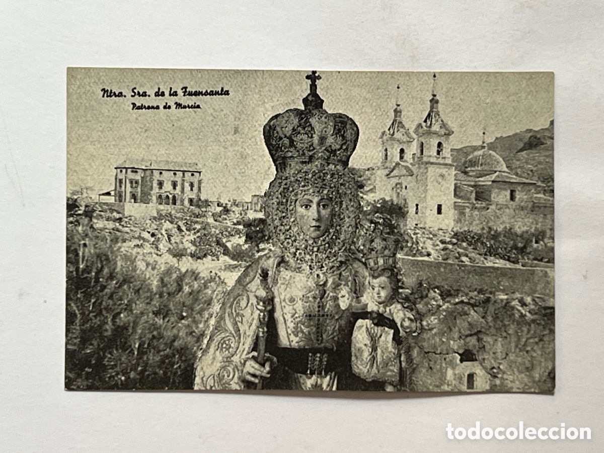 Postales: ESTAMPA. Ntra Sra de la Fuensanta. Patrona de Murcia.. reverso Himno a la Virgen (h.1950?)