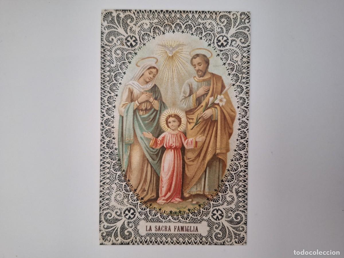 Cartoline: ANTIGUA ESTAMPA RELIGIOSA LA SACRA FAMIGLIA EST-96 RV CROMOLITOGRAFIA