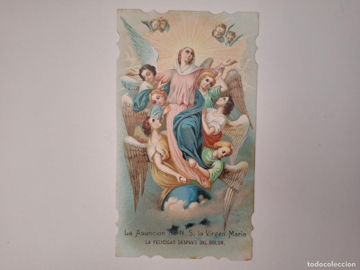 Postais: ANTIGUA ESTAMPA RELIGIOSA ORACION LA ASUNCION VIRGEN MARIA EST-102 RV