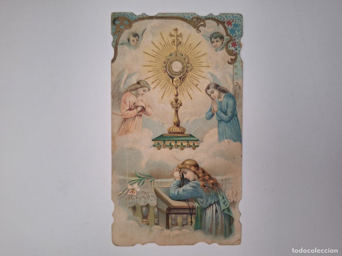 Postales: ANTIGUA ESTAMPA RELIGIOSA PRIMERA MISA PARROQUIA SANTOS JUANES CULLERA 1909 EST-109 RV TROQUELADA