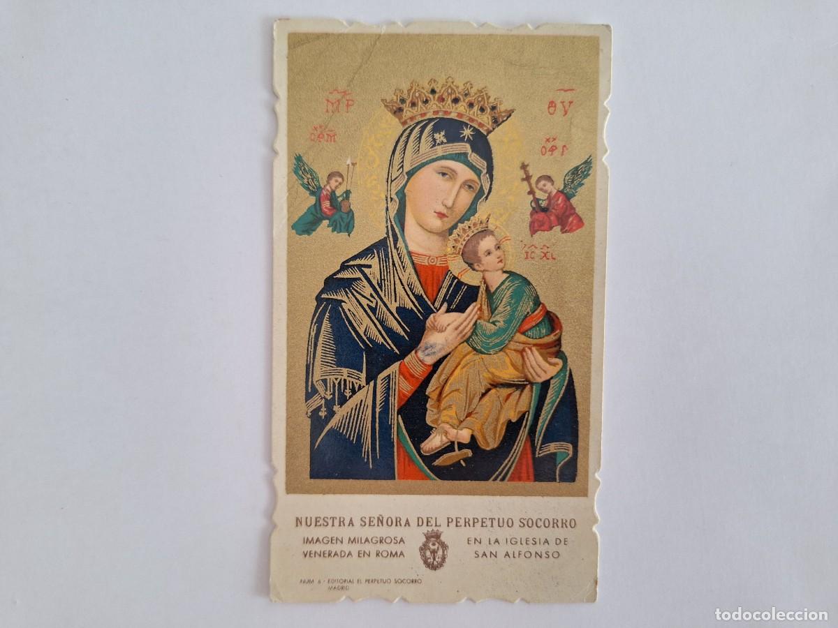 Postales: ANTIGUA ESTAMPA RELIGIOSA ORACION VIRGEN PERPETUO SOCORRO EST-136 RV