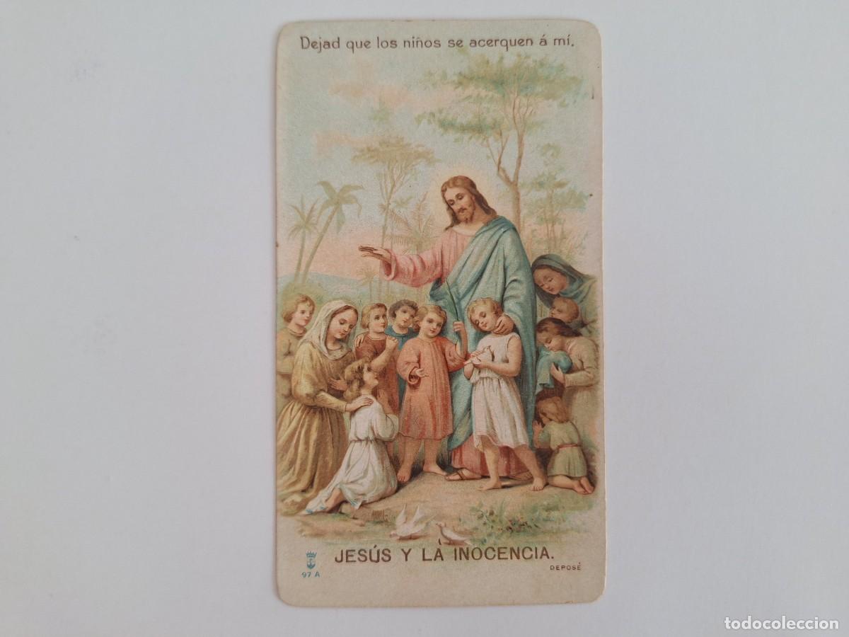 Postales: ANTIGUA ESTAMPA RELIGIOSA JESUS Y LA INOCENCIA A&Ntilde;O 1899 EST-142 RV