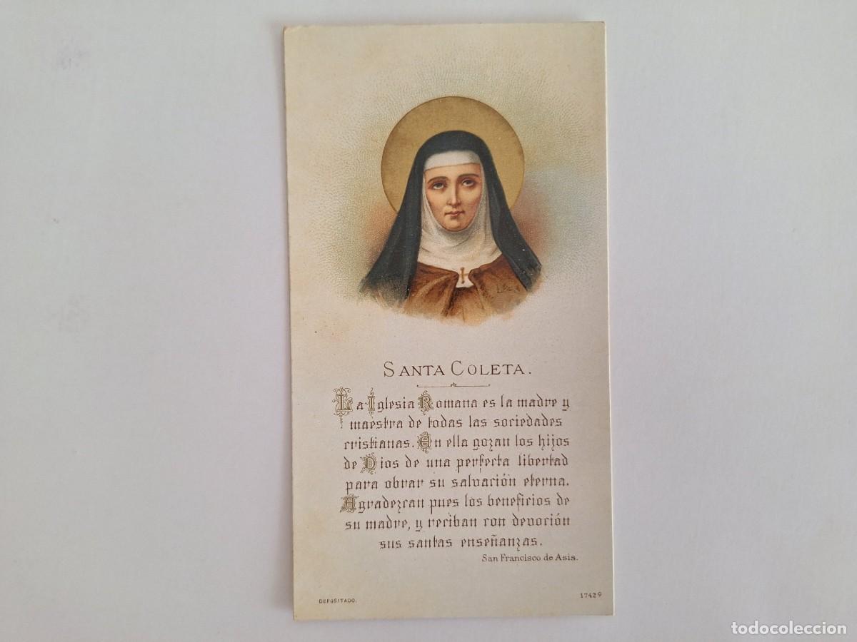 Postales: ANTIGUA ESTAMPA RELIGIOSA SANTA COLETA EST-149 RV