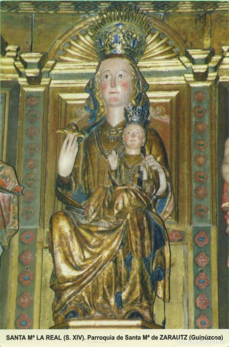 Postales: Tarjet&oacute;n con oraci&oacute;n. Santa M&ordf; La Real (S. XIV). Parroquia de Santa M&ordf; de Zarautz (Guipuzcoa).