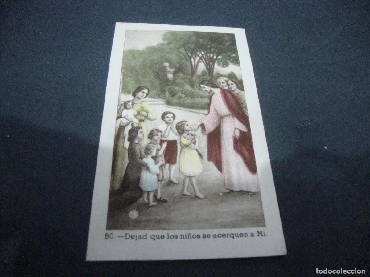 Postales: ANTIGUA ESTAMPA RELIGIOSA DEJAD QUE LOS NI&Ntilde;OS SE ACERQUEN A MI