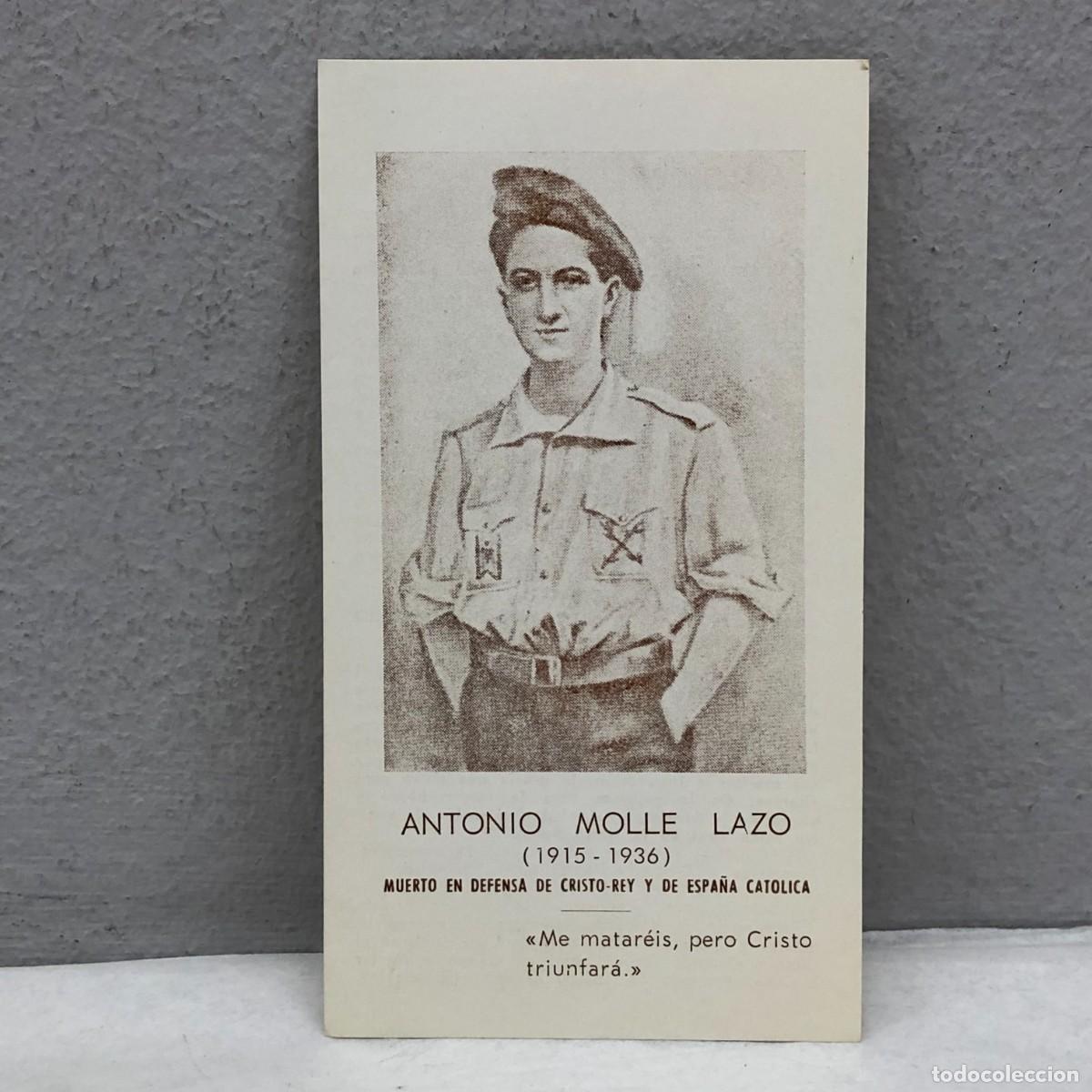 Postales: RECORDATORIO RELIGIOSO FUNEBRE - ANTONIO MOLLE LAZO - 1936 - ORACION - GUERRA CIVIL / 1300