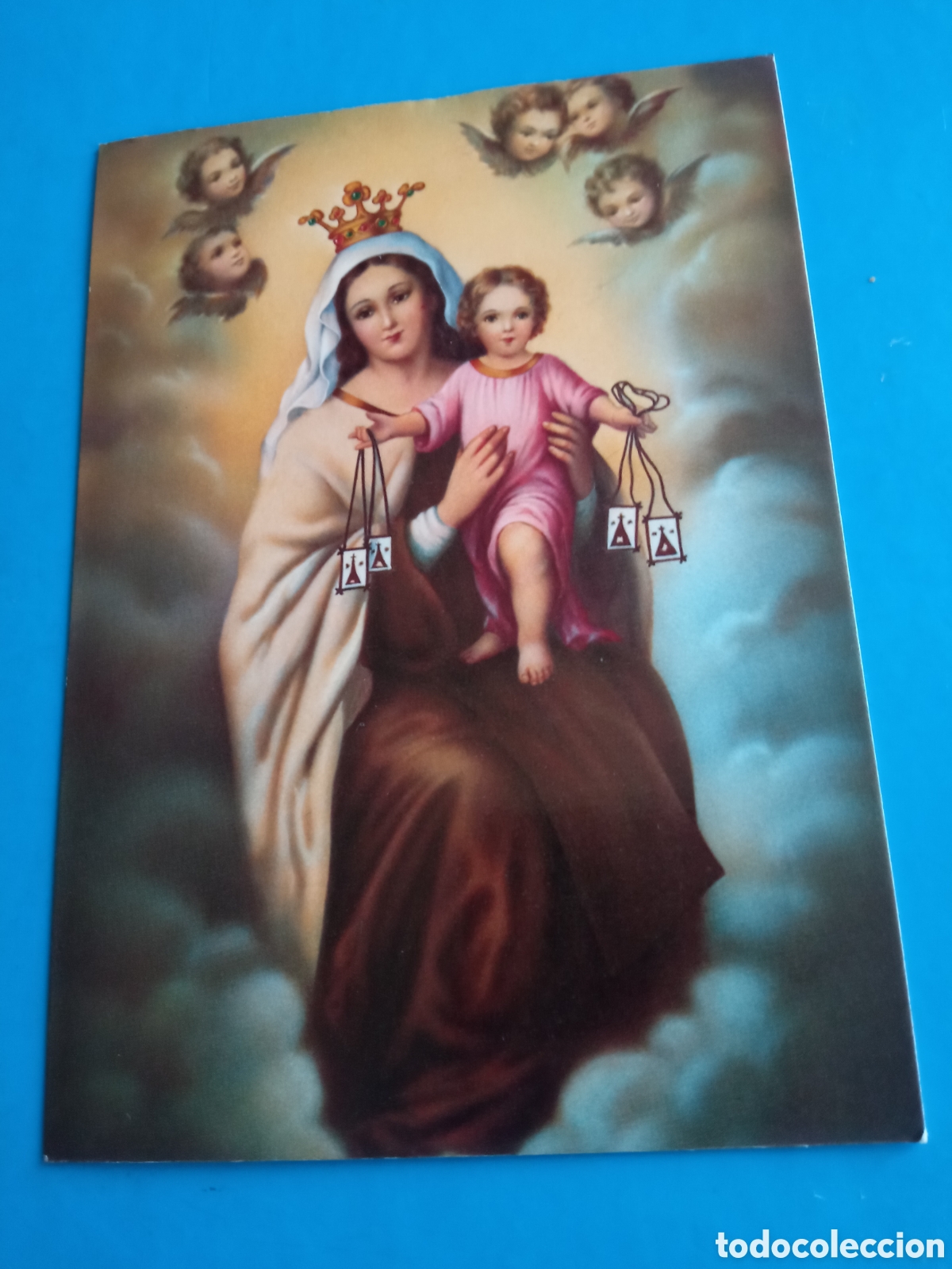 Postales: Bonita postal religiosa, Virgen del Carmen, Colecci&oacute;n Perla