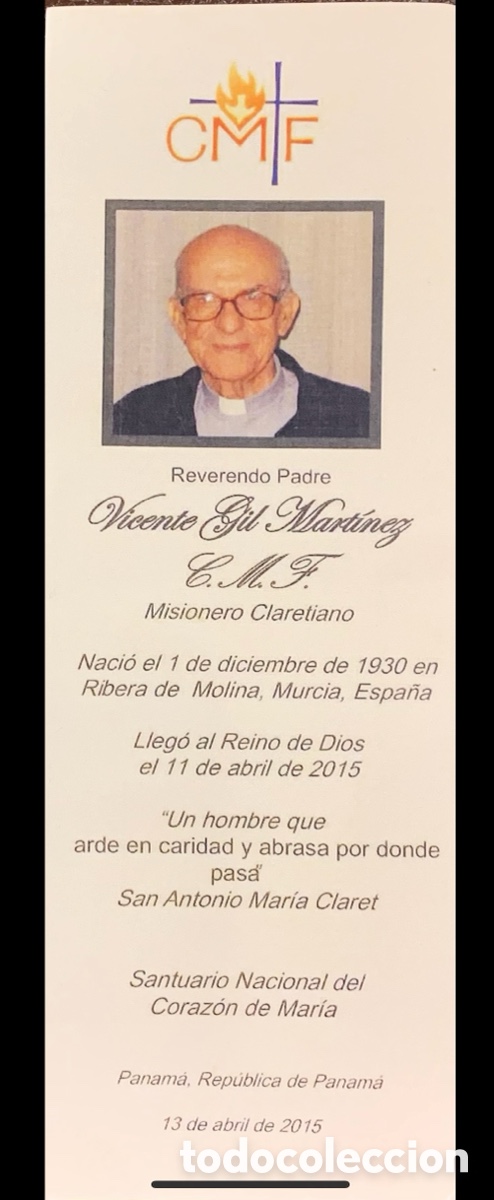 Postales: Estampa Religiosa. Obituario. Murcia. 2015.