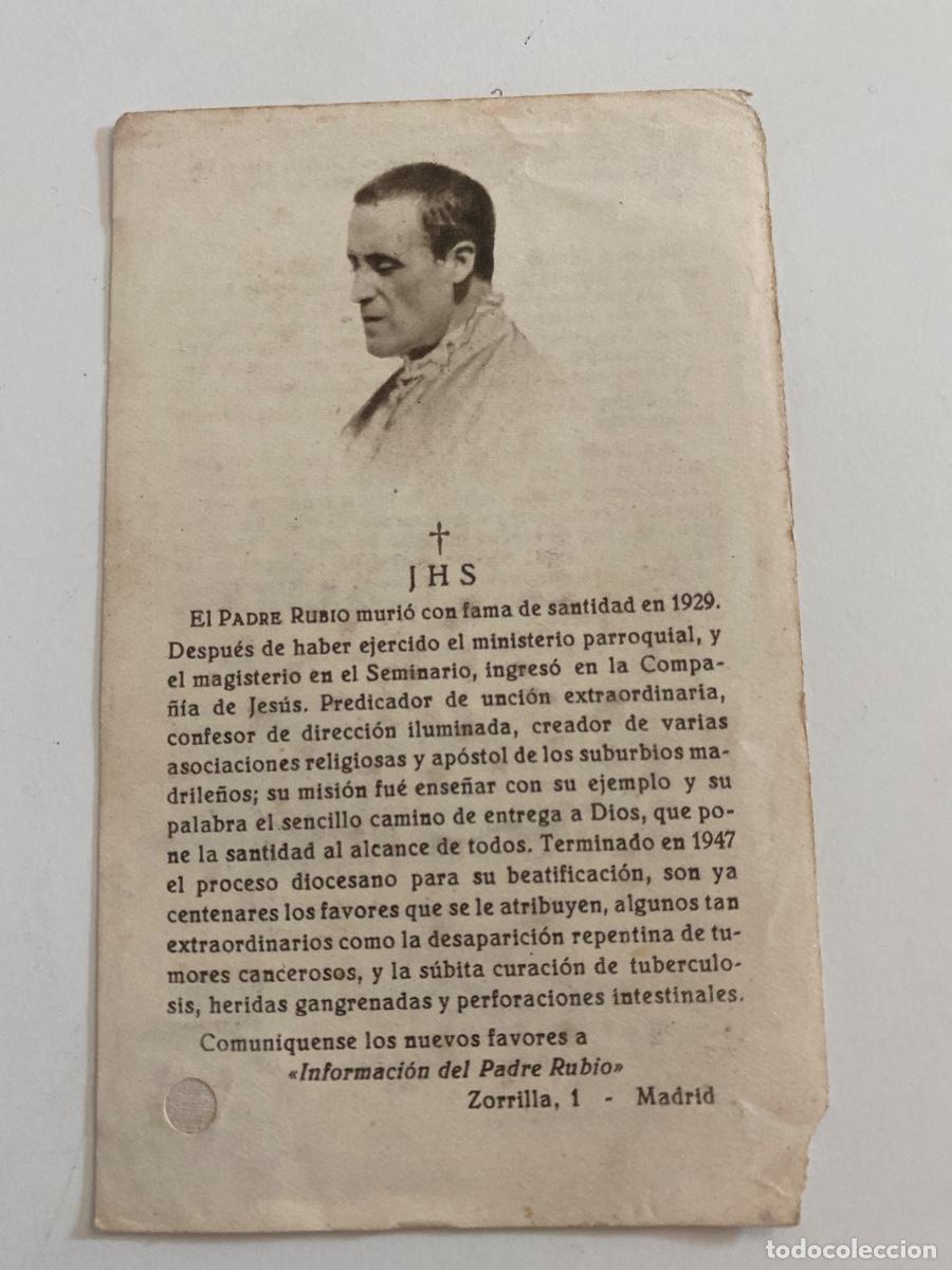 Postales: Estampa con reliquia del Padre Rubio