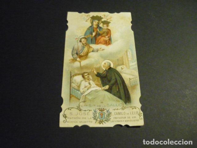 Postales: NUESTRA SE&Ntilde;ORA DE LA SALUD SAN JOSE Y SAN CAMILO DE LELIS ANTIGUA ESTAMPA CROMOLITOGRAFICA