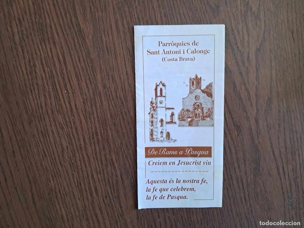 Postkarten: folleto religioso, parroquias de Sant Antoni y Calonge, con horarios de misa ... Costa Brava, Girona
