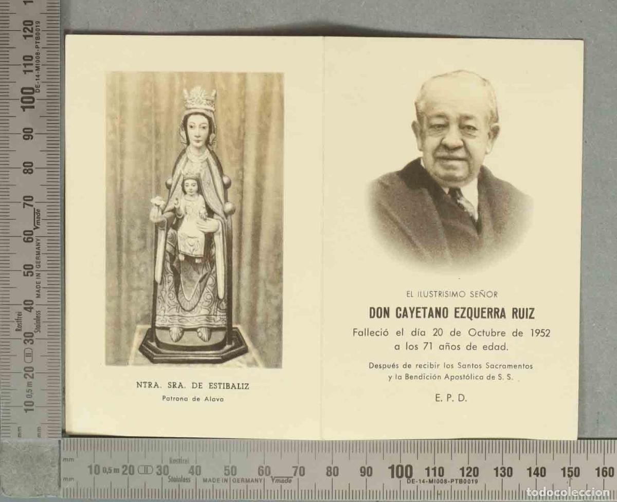 Postales: ESQUELA. Don Cayetano Ezquerra Ruiz - Nuestra Se&ntilde;ora de Est&iacute;baliz