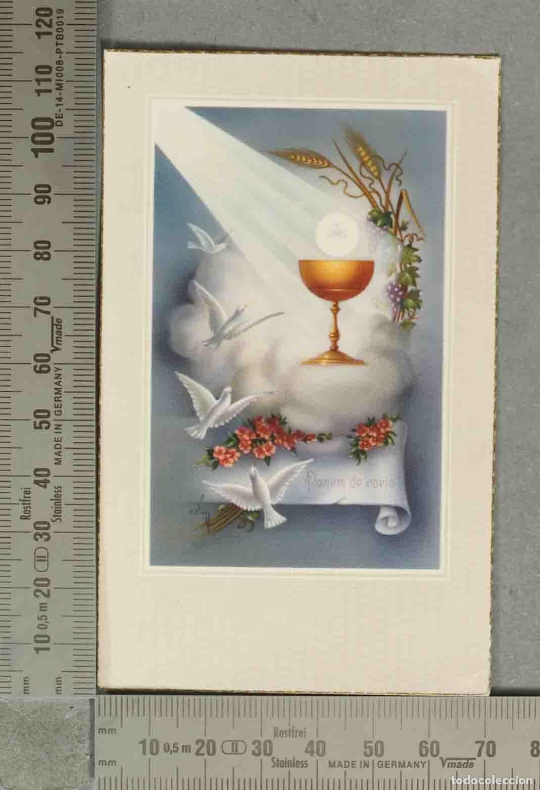 Postales: ESTAMPA. Primera Comuni&oacute;n - C&aacute;liz y Hostia con palomas 1957 LAS PALMAS