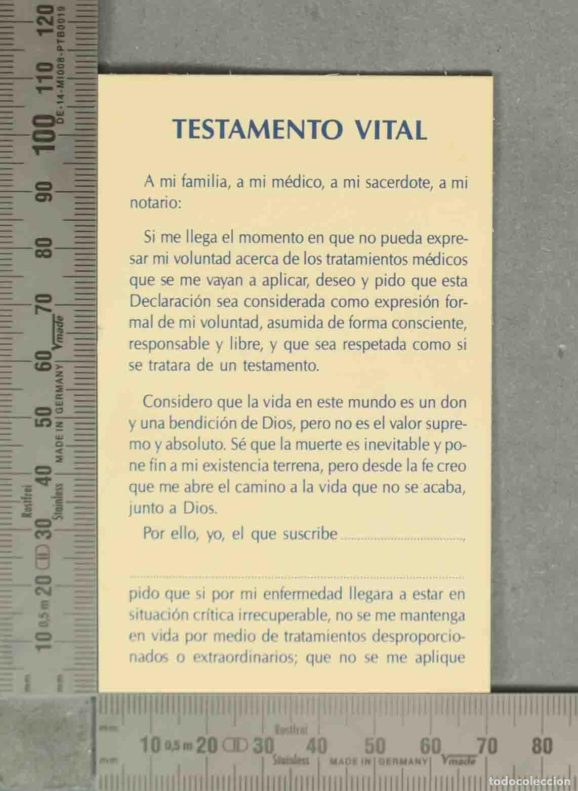 Postales: ESTAMPA. TESTAMENTO VITAL