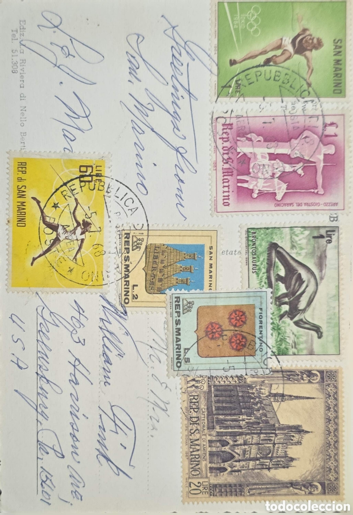 Postales: CA)San Marino.1968 (Based on the postmark dated July 5, 1968)Philately / Postal History / Mixed Comm