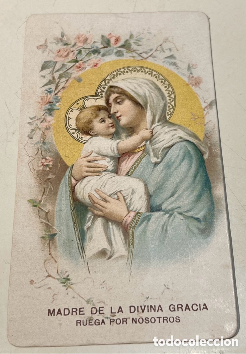 Cartes Postales: Estampa Religiosa. Madre de la Divina Gracia. Oraci&oacute;n. 1897.