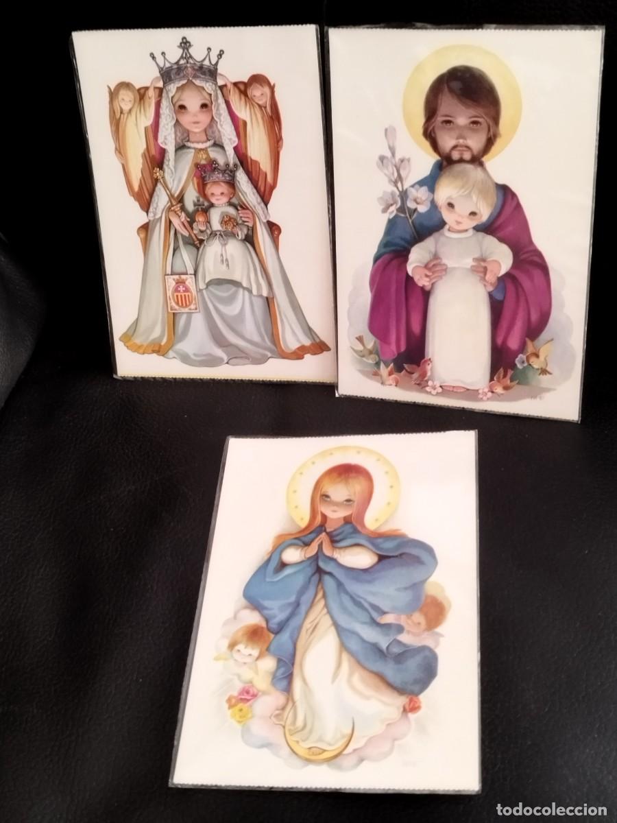 Cartes Postales: Lote de tarjetas postales religiosas. Nuevas en su sobre. La virgen, san Jos&eacute; y el ni&ntilde;o. Caricatura