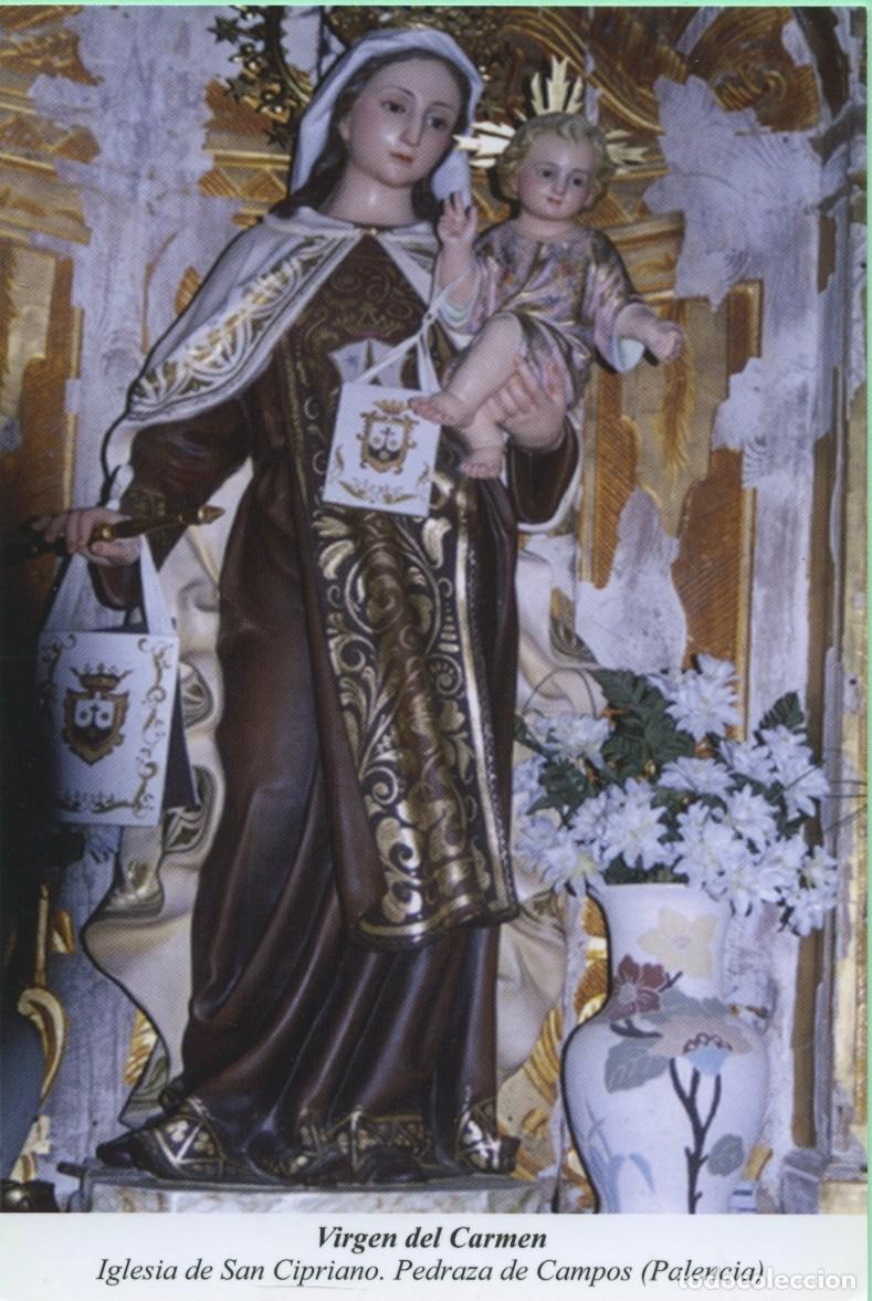 Postales: Tarjet&oacute;n. Virgen del Carmen. Iglesia de San Cipriano. Pedraza de Campos (Palencia)